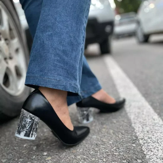 Urbantoes Closed toe Transparent Block Heels Black