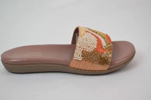 "Pink Flat Slider with Embroidery - Feminine and Elegant Women's Footwear"