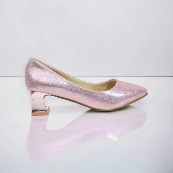 Women Rose gold Solid Pointed Toe Block Heels