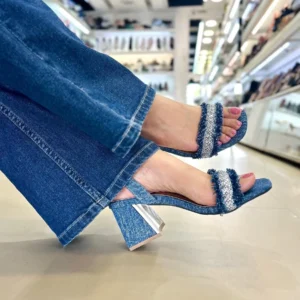 Radiance Mirror Block Heel Sandals Blue
