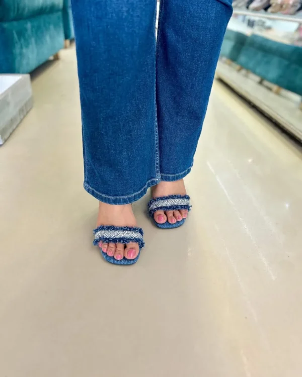 Radiance Mirror Block Heel Sandals Blue - Image 2