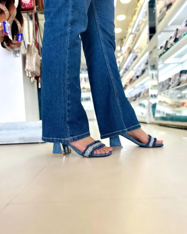 Radiance Mirror Block Heel Sandals Blue - Image 4