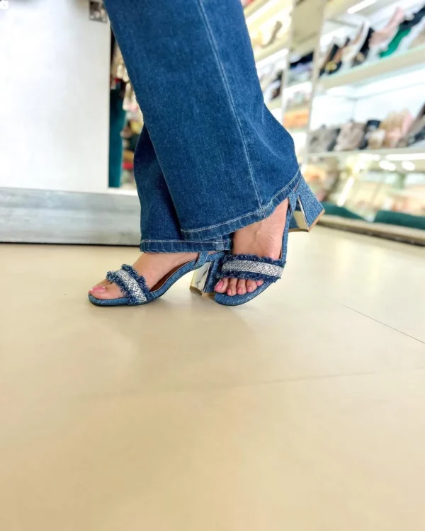 Radiance Mirror Block Heel Sandals Blue - Image 3