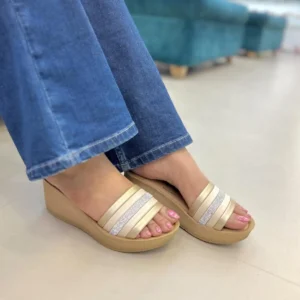 Glow Gold Wedge Sliders