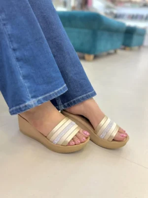 Glow Gold Wedge Sliders