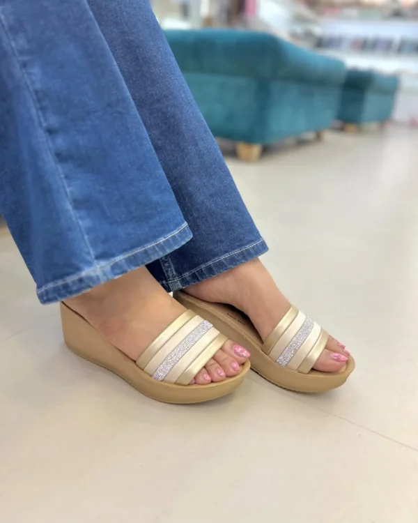 Glow Gold Wedge Sliders