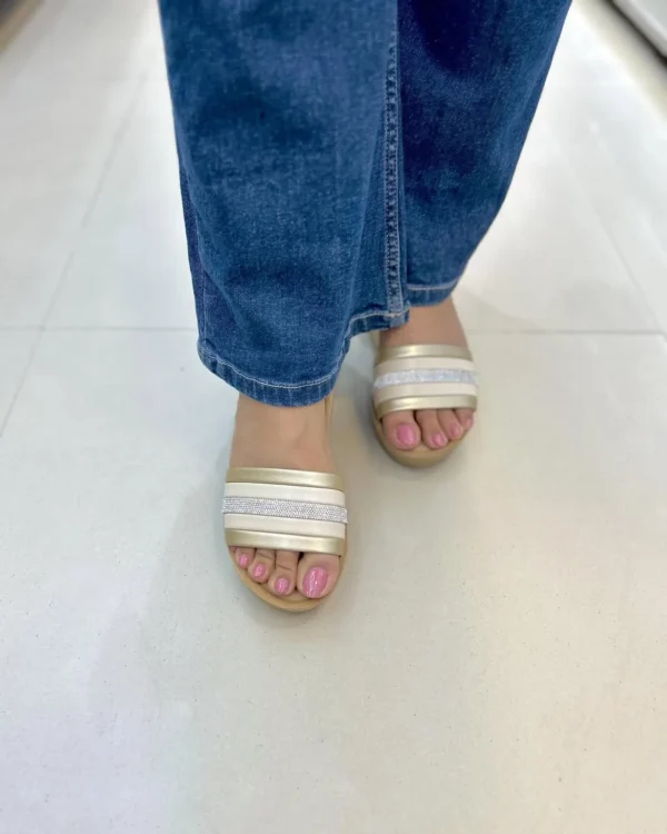 Glow Gold Wedge Sliders