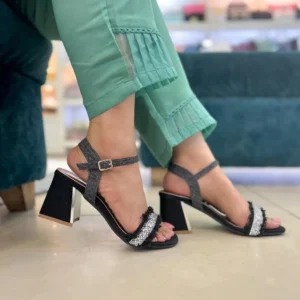 Radiance Mirror Block Heel Sandals Black