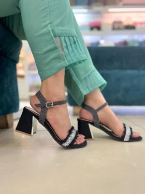 Radiance Mirror Block Heel Sandals Black