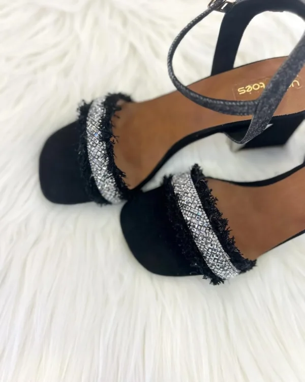 Radiance Mirror Block Heel Sandals Black - Image 2