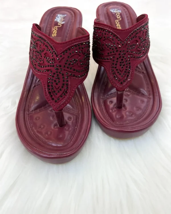 Edge Maroon Platform Slippers - Image 2