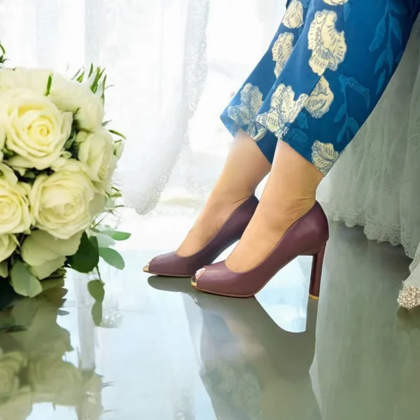 Enchant Wine Peep-Toe Heels