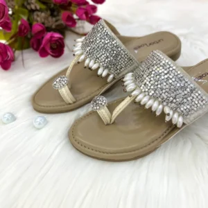 Glam Studded Sequin Kolhapuri Flats