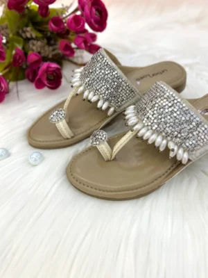 Glam Studded Sequin Kolhapuri Flats