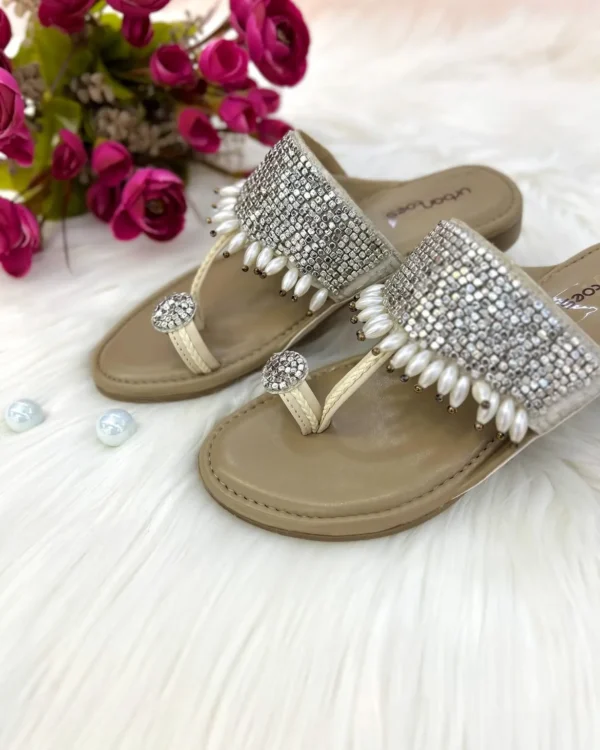Glam Studded Sequin Kolhapuri Flats
