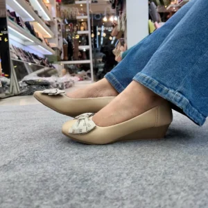 Grace Beige Wedges with Bow