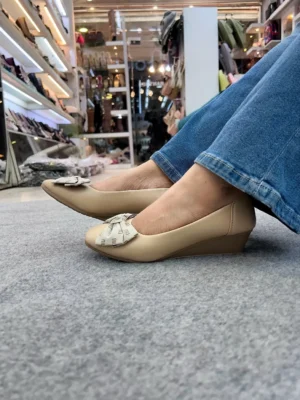 Grace Beige Wedges with Bow