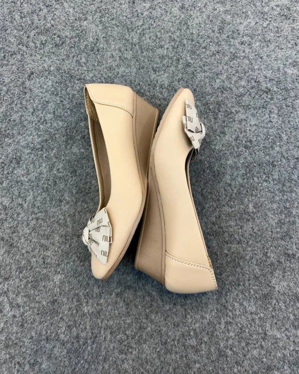 Grace Beige Wedges with Bow