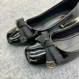 Elegance Block Heel Ballerina – Black