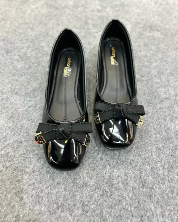 Elegance Block Heel Ballerina – Black