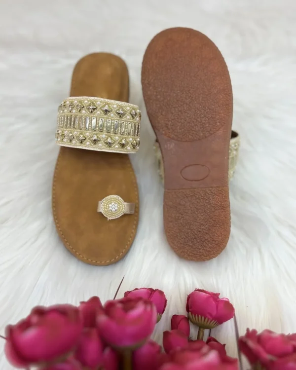 Urbantoes Jasmine Embroidery Flats Slippers Gold