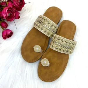Urbantoes Jasmine Embroidery Flats Slippers Gold