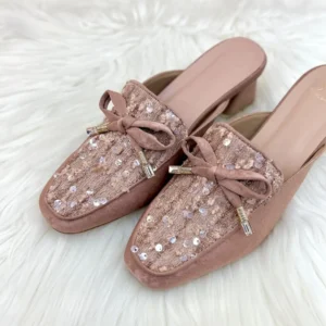 Urbantoes Pink Sequin Studded Block Heel Mule