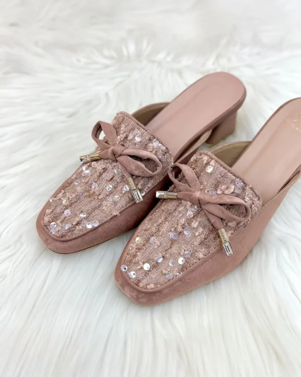 Urbantoes Pink Sequin Studded Block Heel Mule
