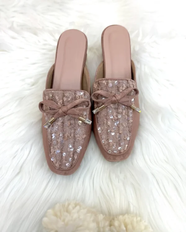 Urbantoes Pink Sequin Studded Block Heel Mule