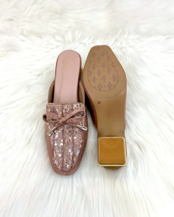 Urbantoes Pink Sequin Studded Block Heel Mule