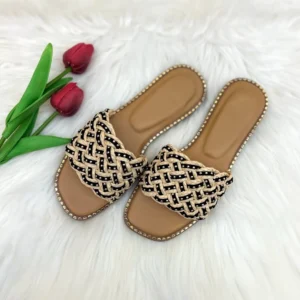 Braided Cushioned Studded Flats