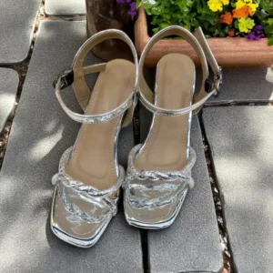 Silver Bella Block Heels