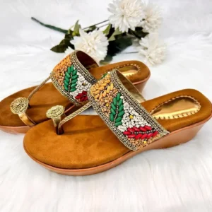 Urbantoes Ethnic Handcrafted Embroidered Kolhapuri Wedges