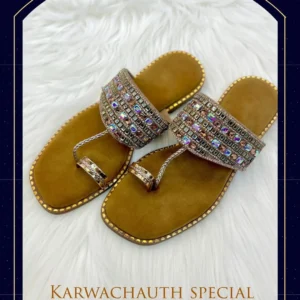 Urbantoes Royal Rose Gold Mosaic Kolhapuri Flats – Jeweled T-Strap Ethnic Sandals
