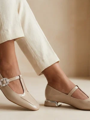 UrbanToes Noor Patent Mary Jane Heels Beige
