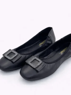 Black Stone Embellished Flats