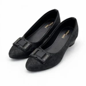 women's black formal low heel shoes