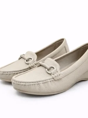 Beige Wedge loafers