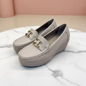 beige loafers