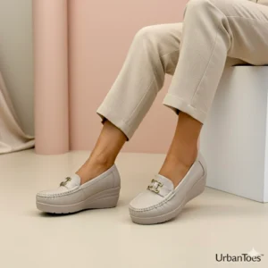 beige loafers