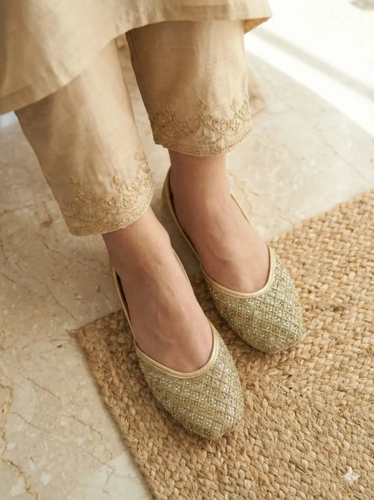 Urbantoes Women’s Festive Partywear Embellished Golden Juttis