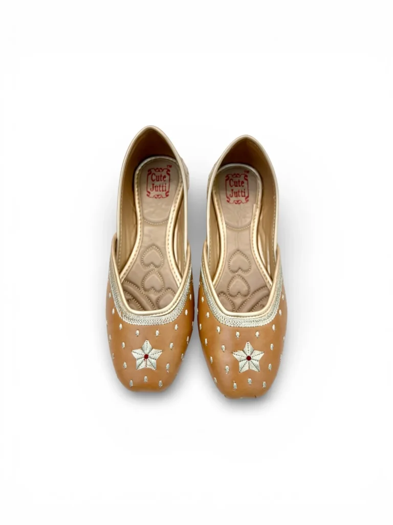Women’s Brown Handcrafted Punjabi Jutti with Silver Motifs