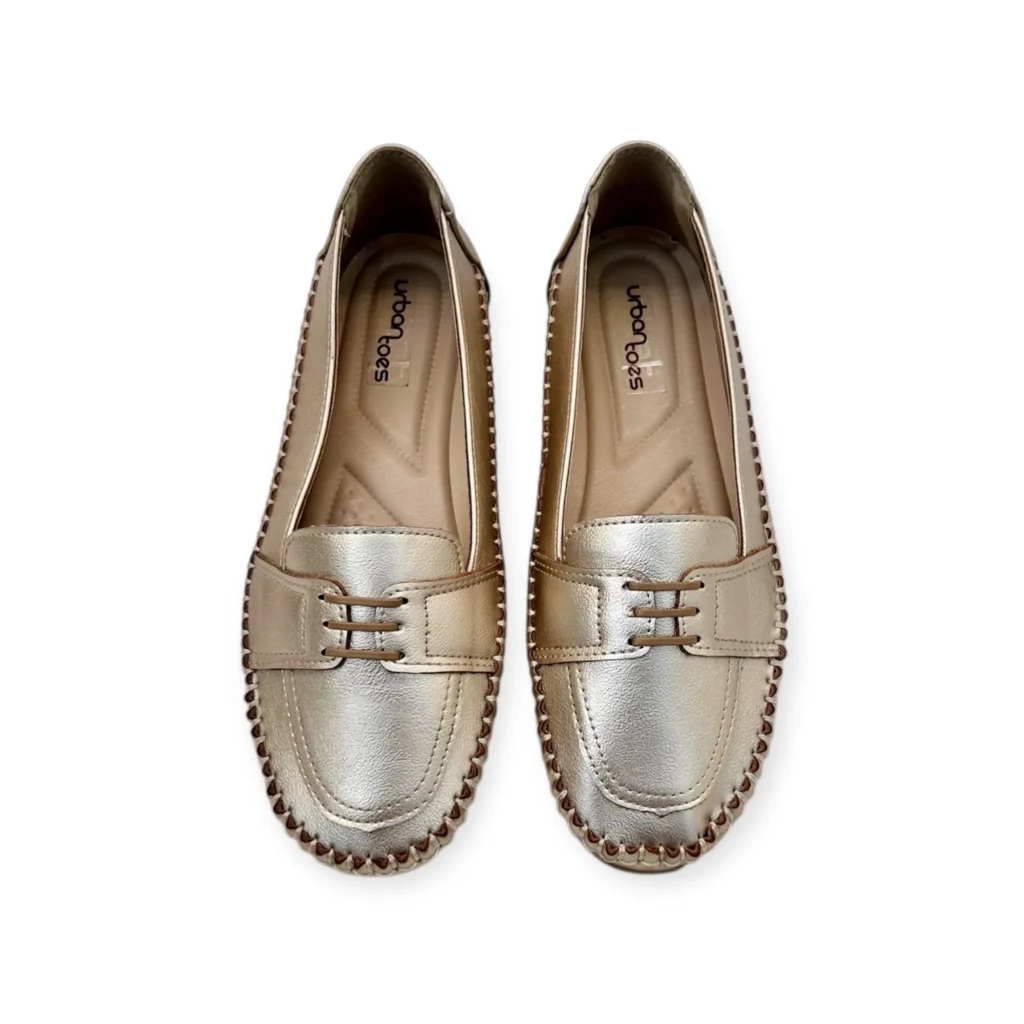 UrbanToes Women’s Metallic Rose Gold Comfort Walking Flats