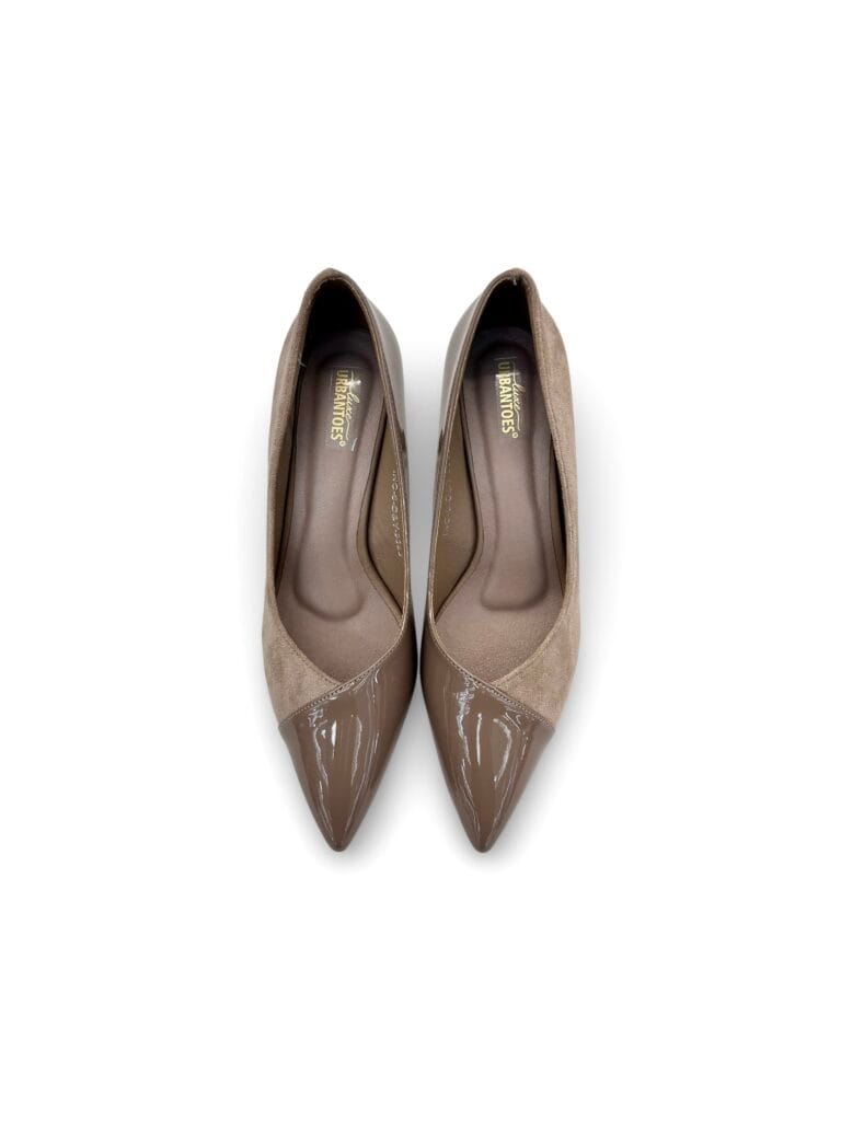 Beige Pointed Toe Heels for Women – Suede & Patent Formal Pumps