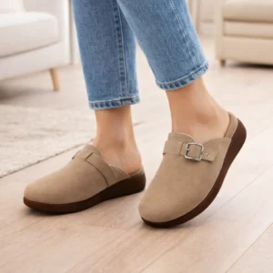 women walking flats beige
