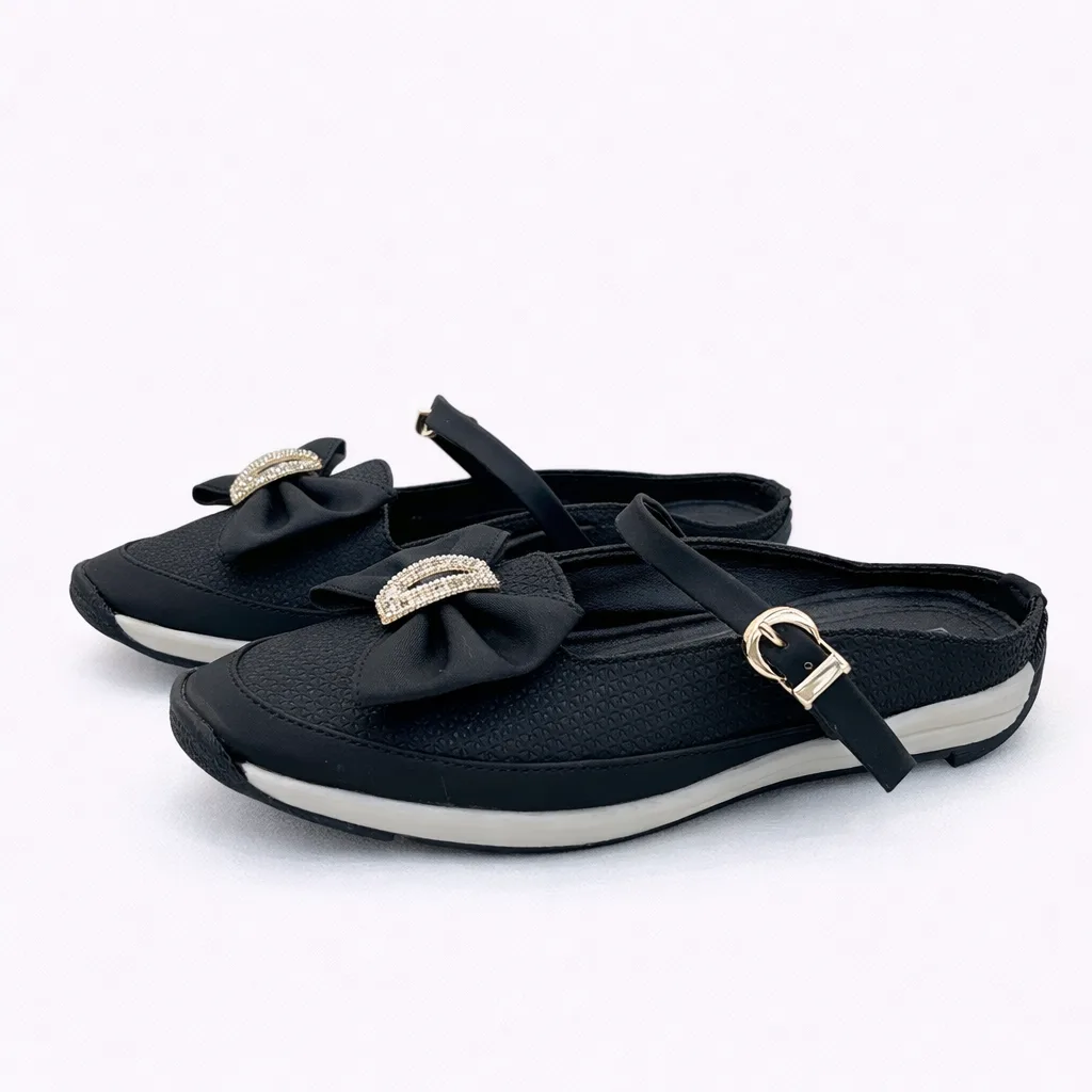 Urbantoes Women’s Black Walking Flats with Bow Detail