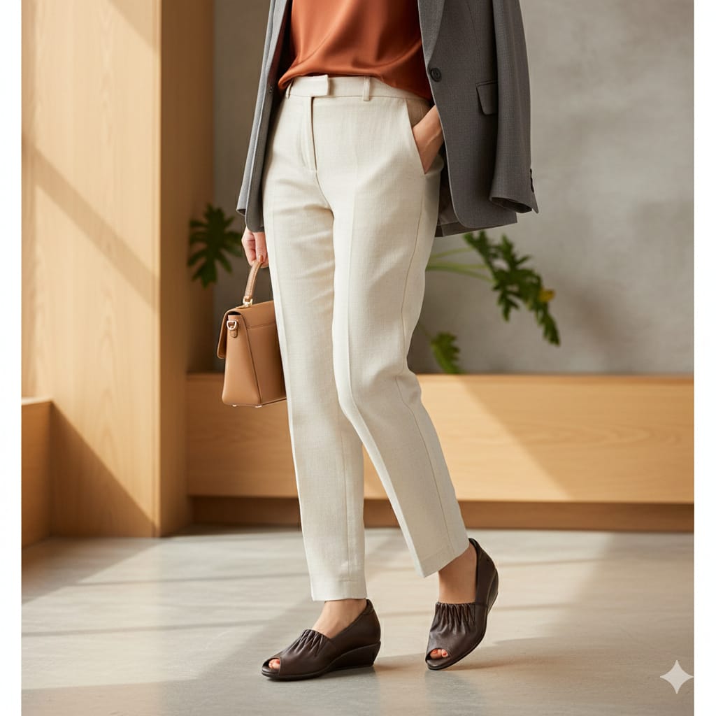 Women’s Coffee Brown Peep Toe Wedge Shoes with Cushioned Comfort