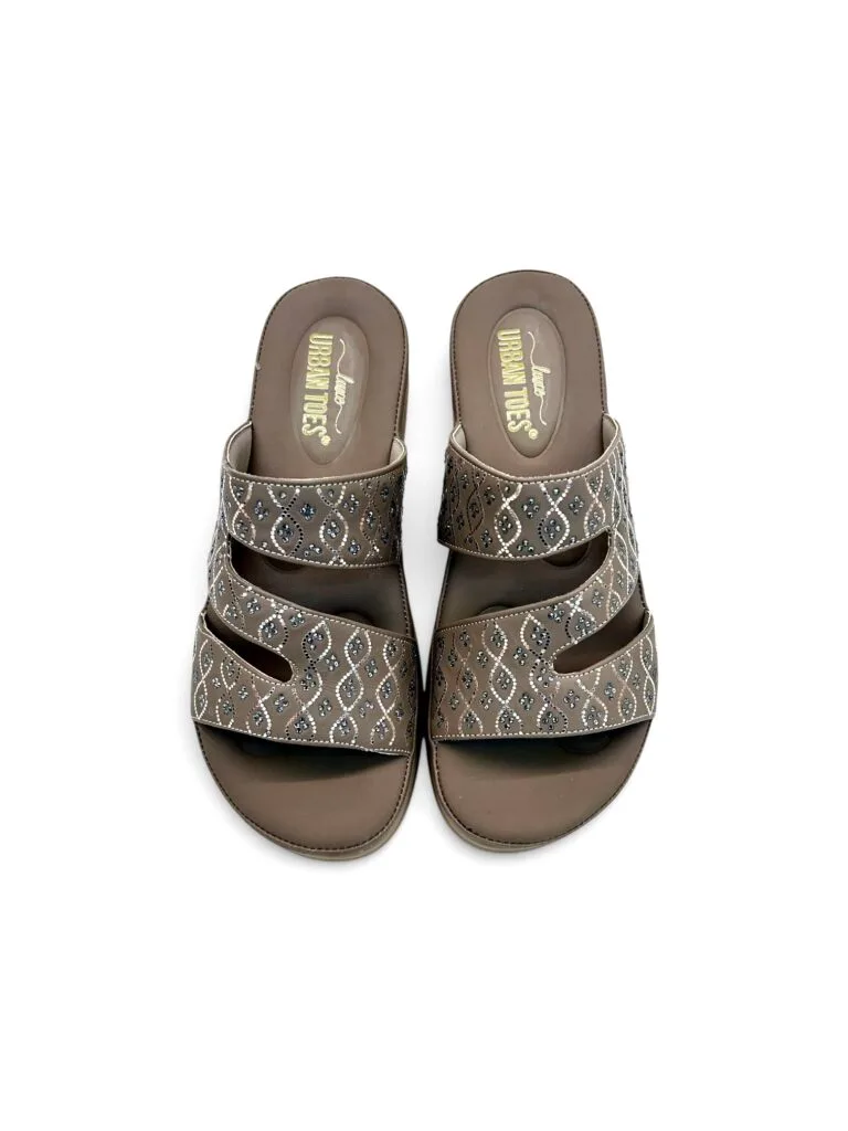 Comfort Brown Wedge Sandals for Women – Embellished Ethnic Platform Slippers