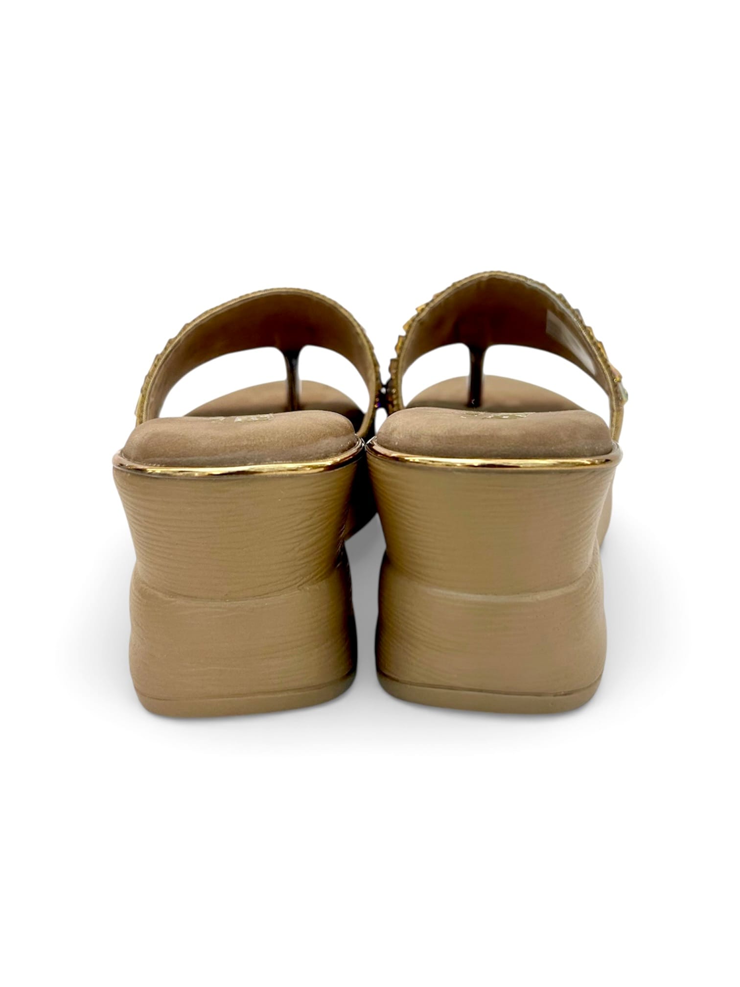 Women’s Brown Stonework Wedge Slide Sandals for Festive & Party Wear - Image 4