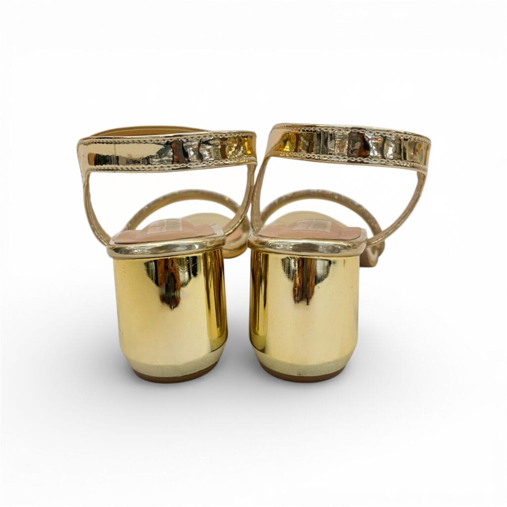 Women’s Gold Embellished Block Heel Sandals for Party & Festive Wear